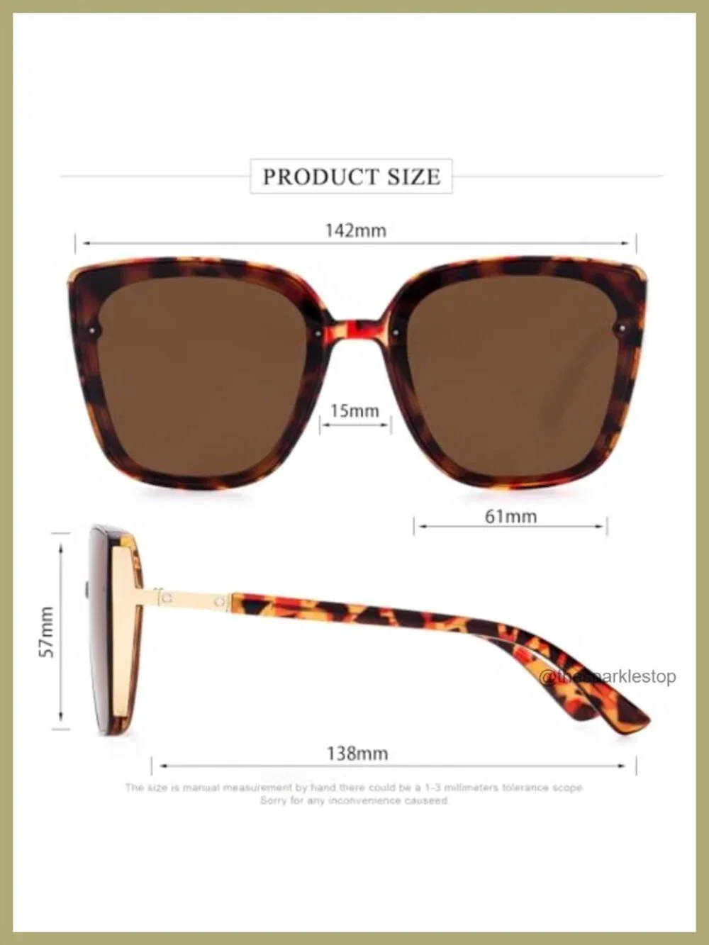 Oversized Square Sunglasses UV400 Protection Unisex for Driving